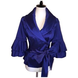 Joseph Ribkoff Purple Taffeta Wrap Formal Top 6